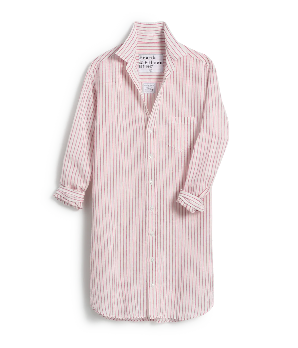 Mary Woven Button Up Dress in Pink Stripe