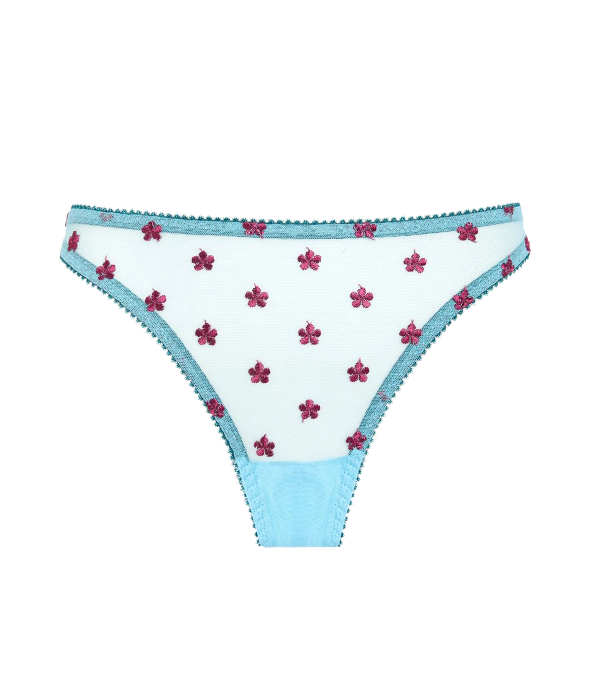 Maudie Embroidered Thong in Medium Blue