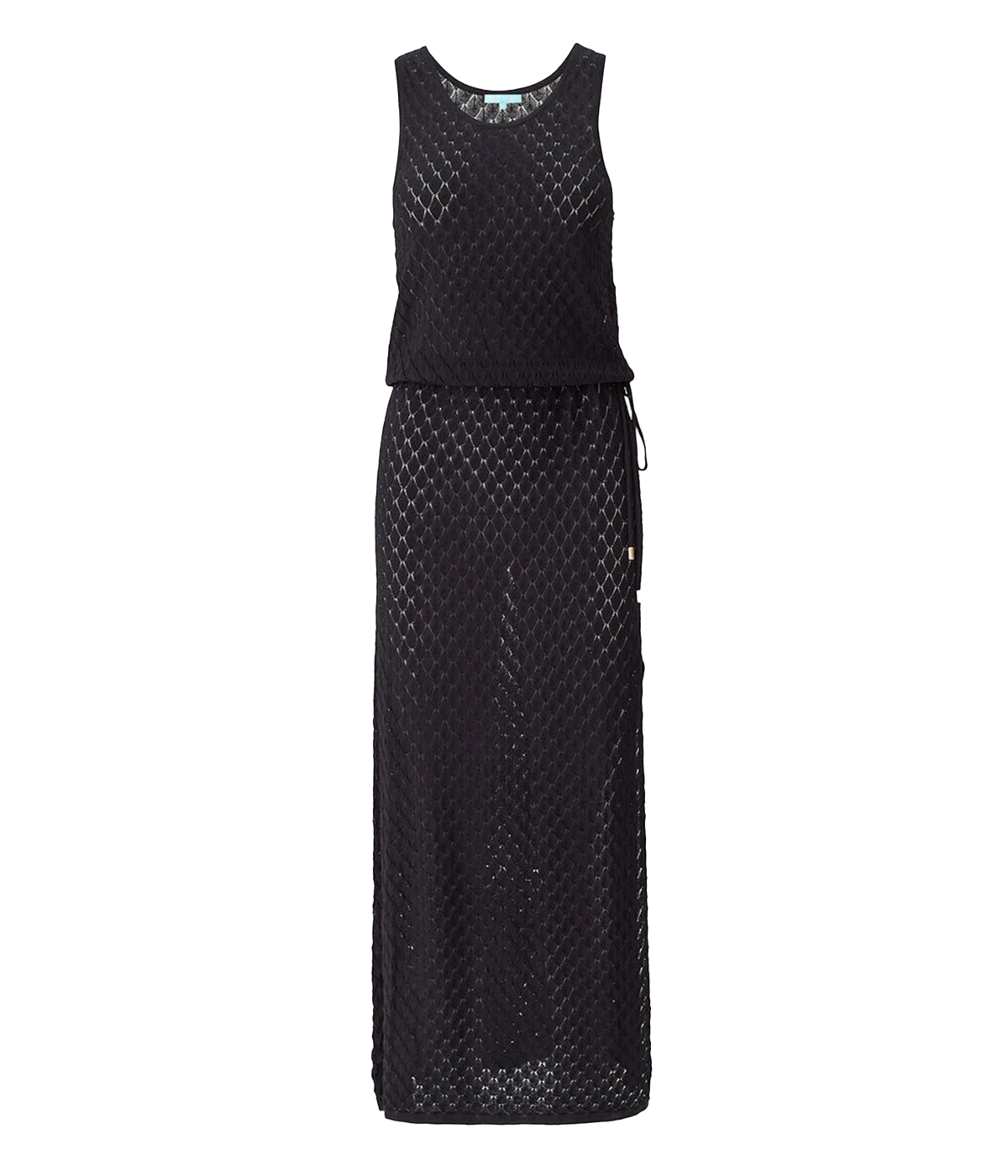Luxurious Fabric: Made from a blend of 65% viscose and 35% nylon, this dress features a soft, breathable, and semi-sheer crochet knit fabric that exudes sophistication.
Flattering Fit: The sleeveless design and drawstring waist with signature branded cord-ends create a sleek and flattering shape, making it perfect for any occasion.
Gold Accents: The gold branded plaque and cord-ends add a touch of refinement, elevating the minimalist design with a subtle hint of luxury.
Maxi Length: Falling to a graceful ma