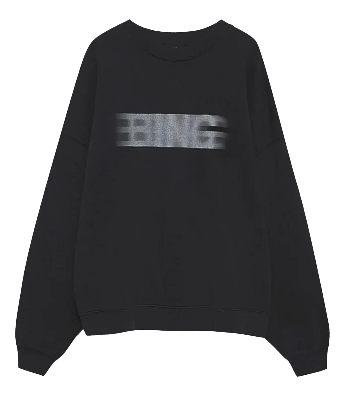 ALT text: Miles Sweatshirt Blur in Vintage Black featuring a unique blurred print and oversized crewneck design.