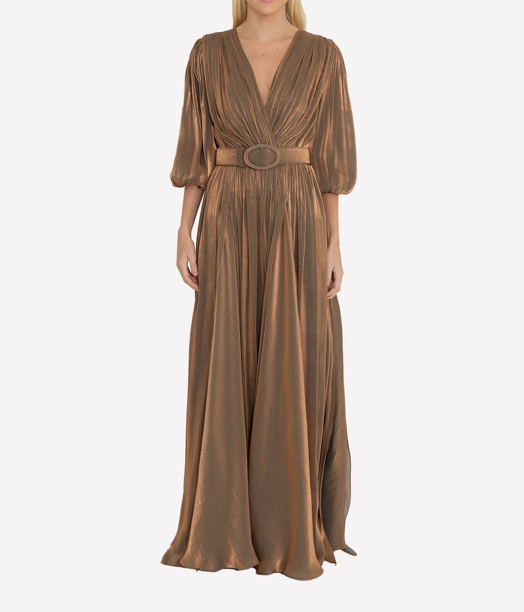 Mira Gown Dress in Bronze Calexico