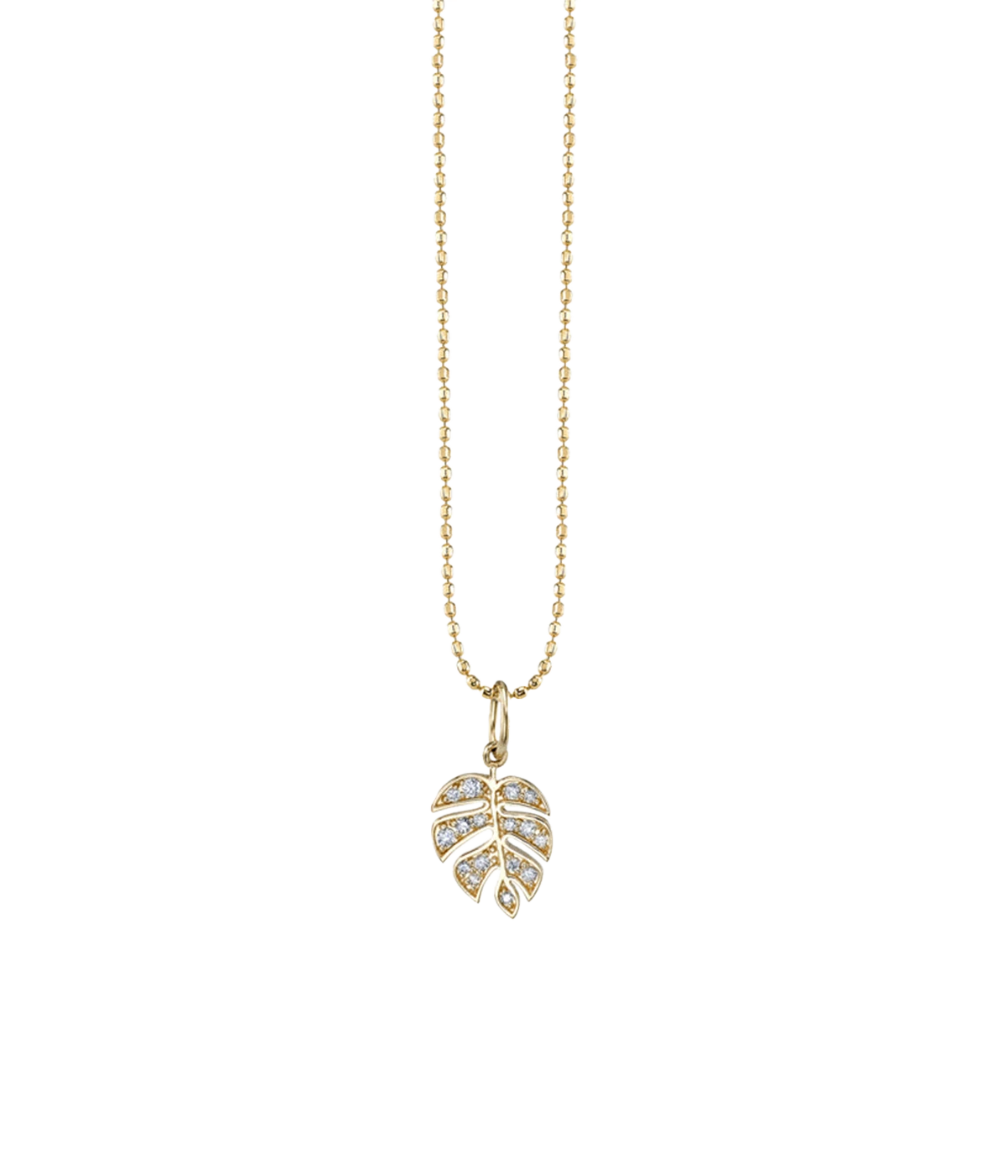Monstera Leaf Charm Necklace in 14k Yellow Gold