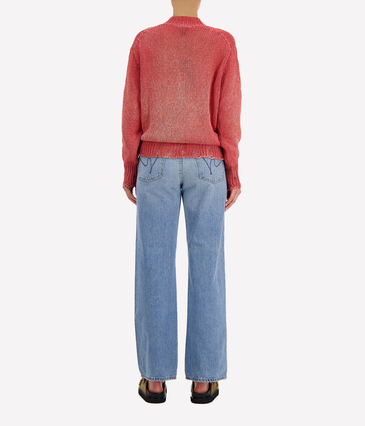 Mouline Cotton V Neck Pullover in Alba