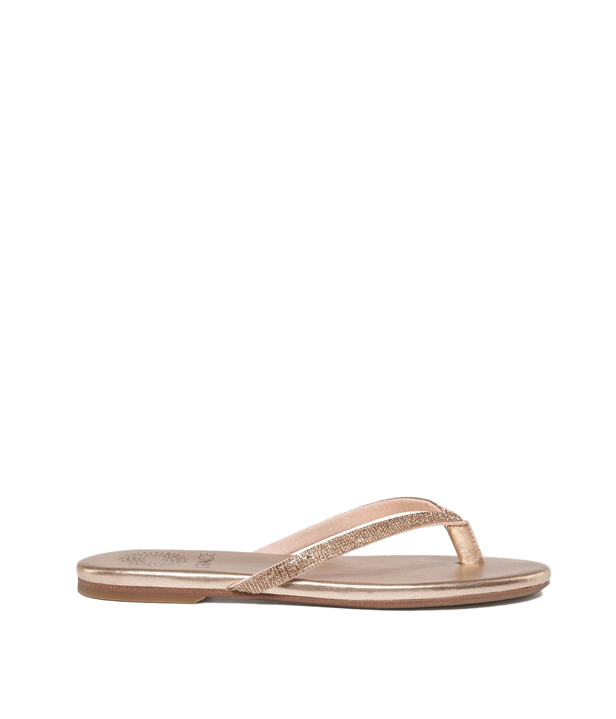 ALT text: Minimalist toe-thong slides crafted from recycled man-made materials, perfect for pairing with dresses, shorts, or swimsuits.