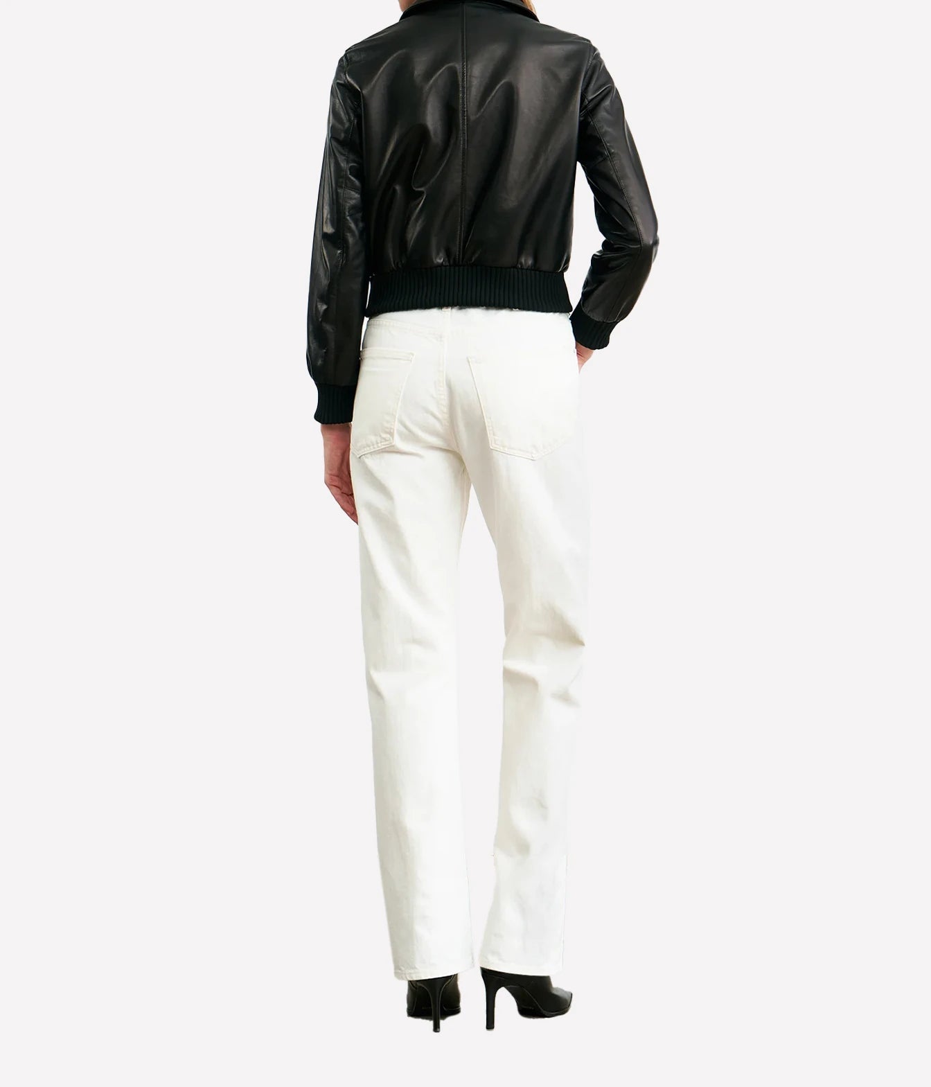 Redley Leather Bomb Jacket In Distressed Black