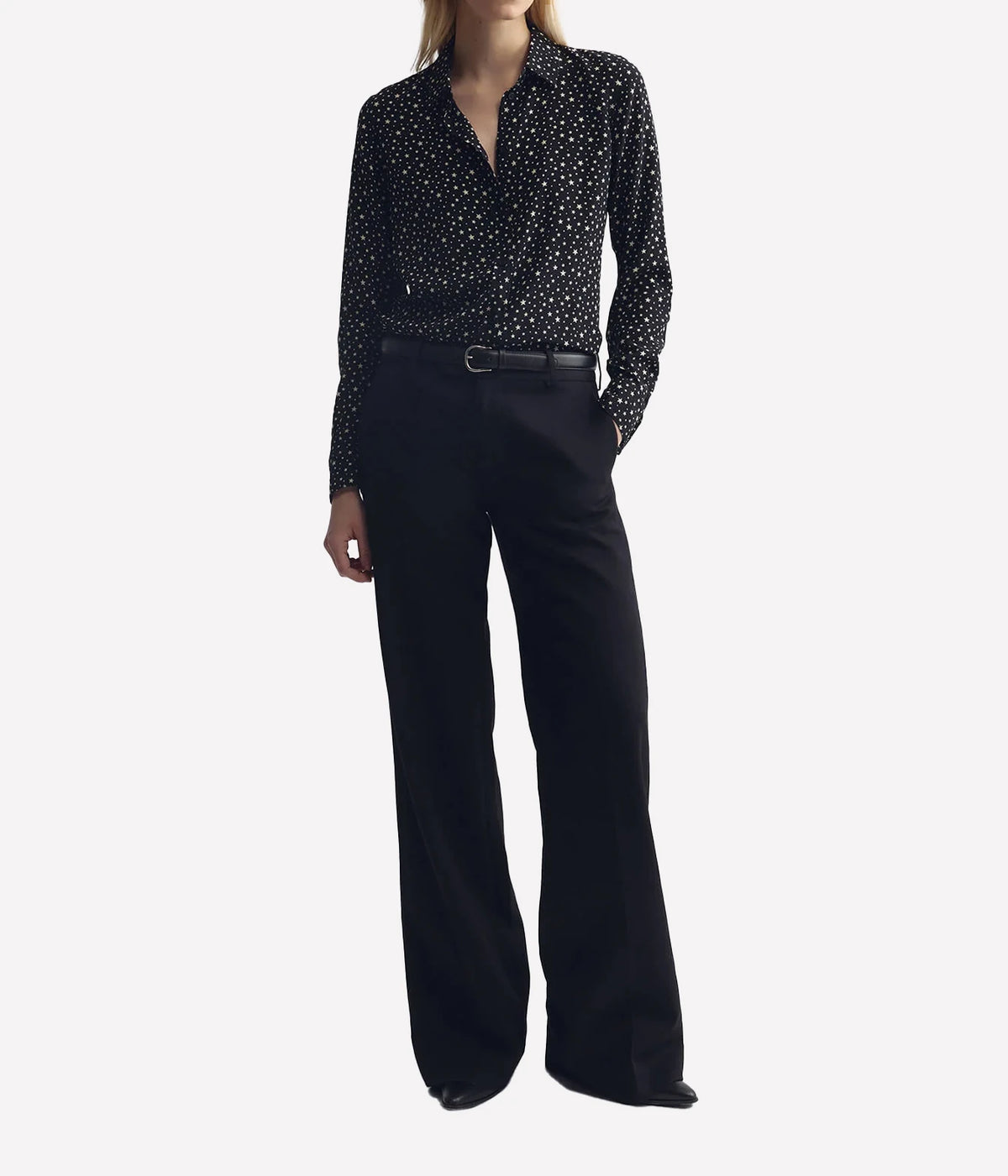 Gaia Slim Shirt in Black Ivory Star
