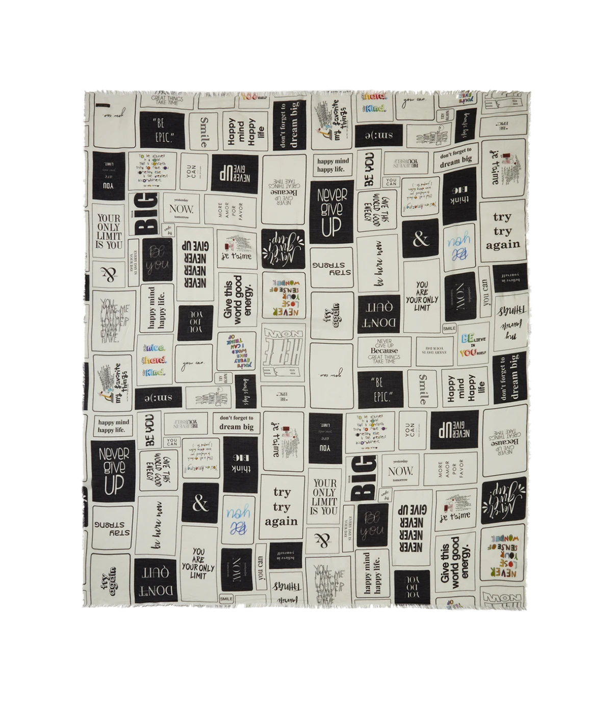 Never Give Up Scarf in White/Black