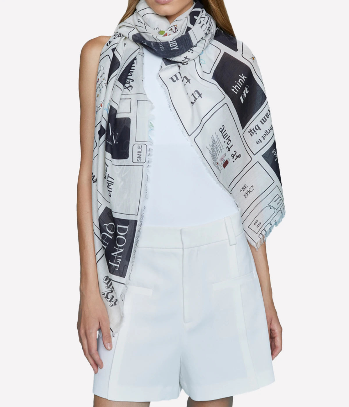 Never Give Up Scarf in White/Black