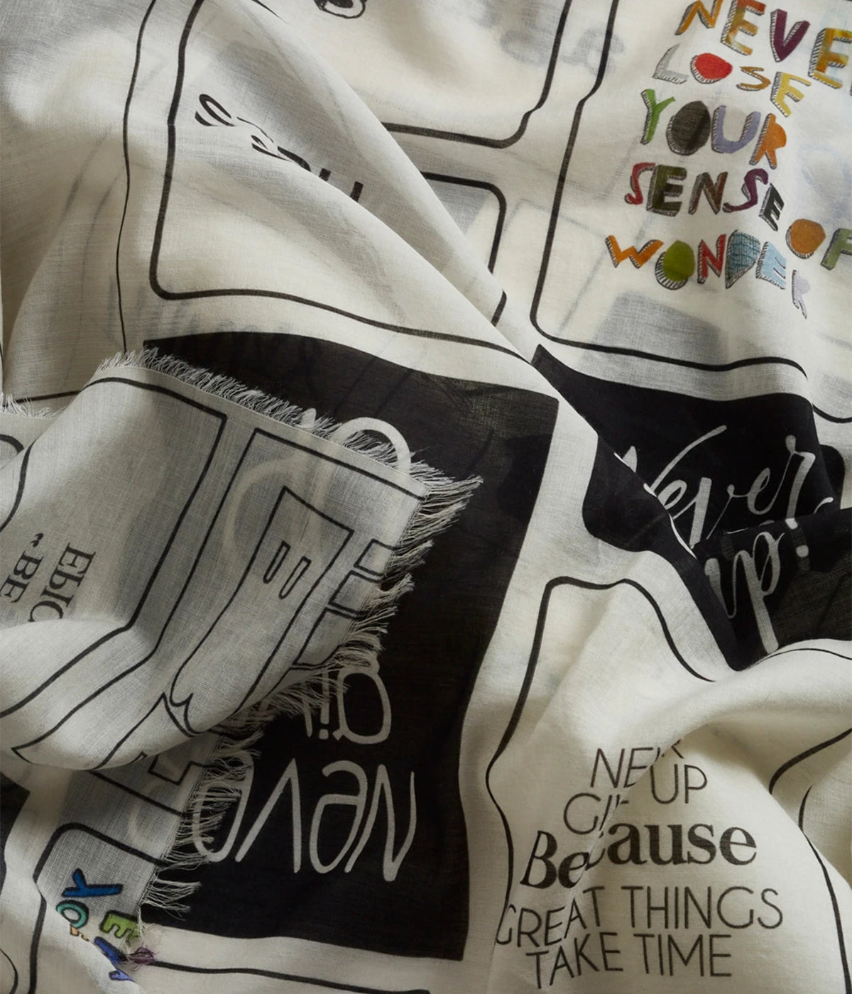 Never Give Up Scarf in White/Black