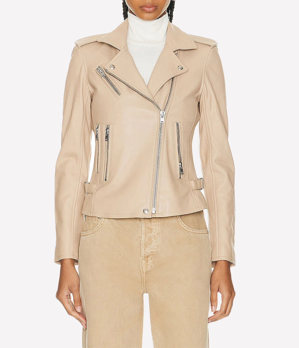 *FINAL SALE* Newhan Biker Jacket in Light Beige