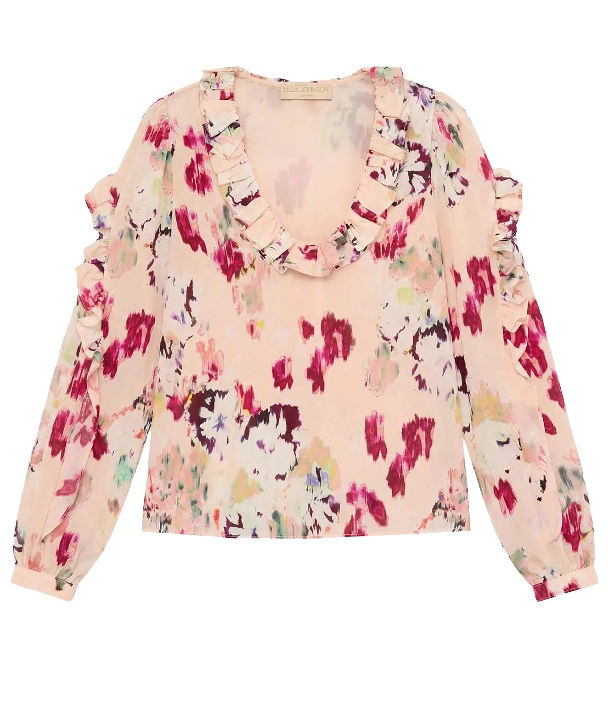 Marguerite Long Sleeve Silk Blouse In Summer Garden