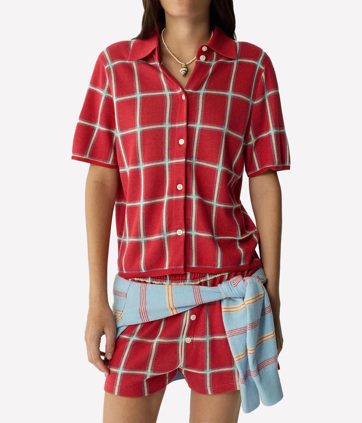 Picnic Plaid Shirt In Scarlet Combo