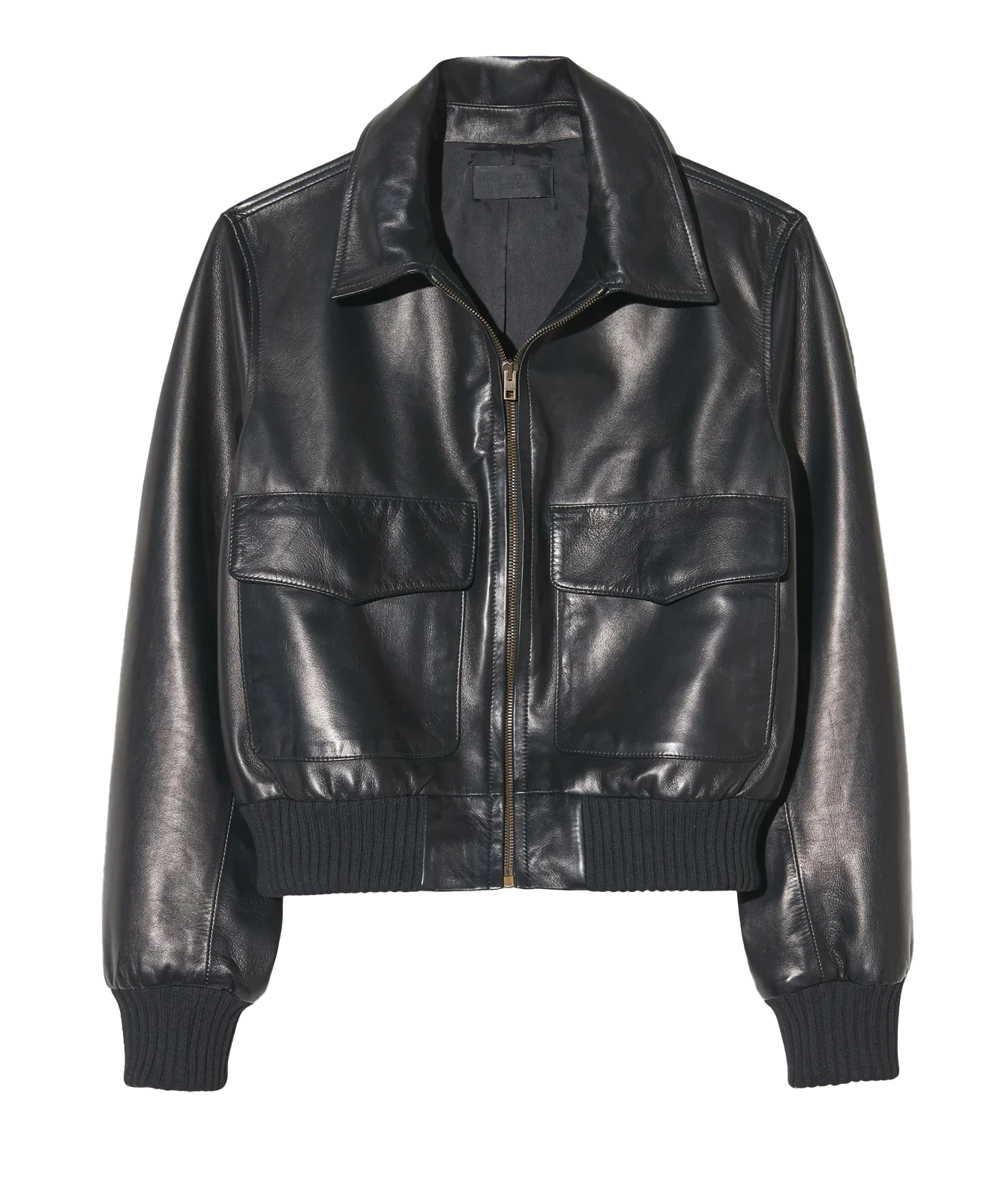 Redley Leather Bomb Jacket In Distressed Black