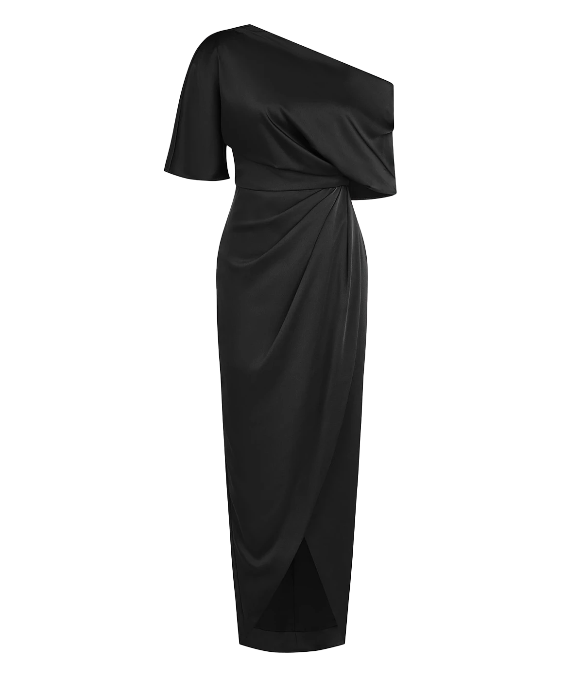 Rayna One Shoulder Draped Gown in Black