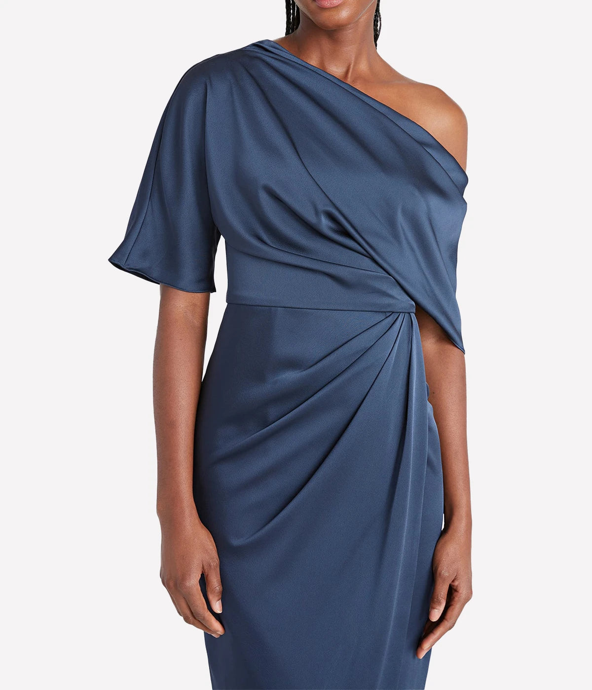 *FINAL SALE* Rayna One Shoulder Draped Gown in Navy