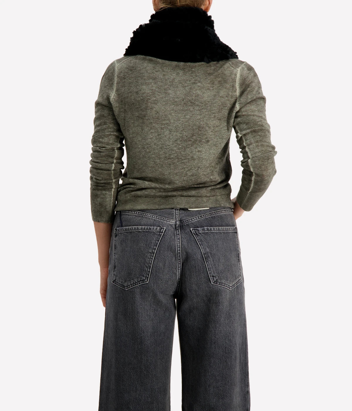 Rex Rabbit Funnel Scarf in Black
