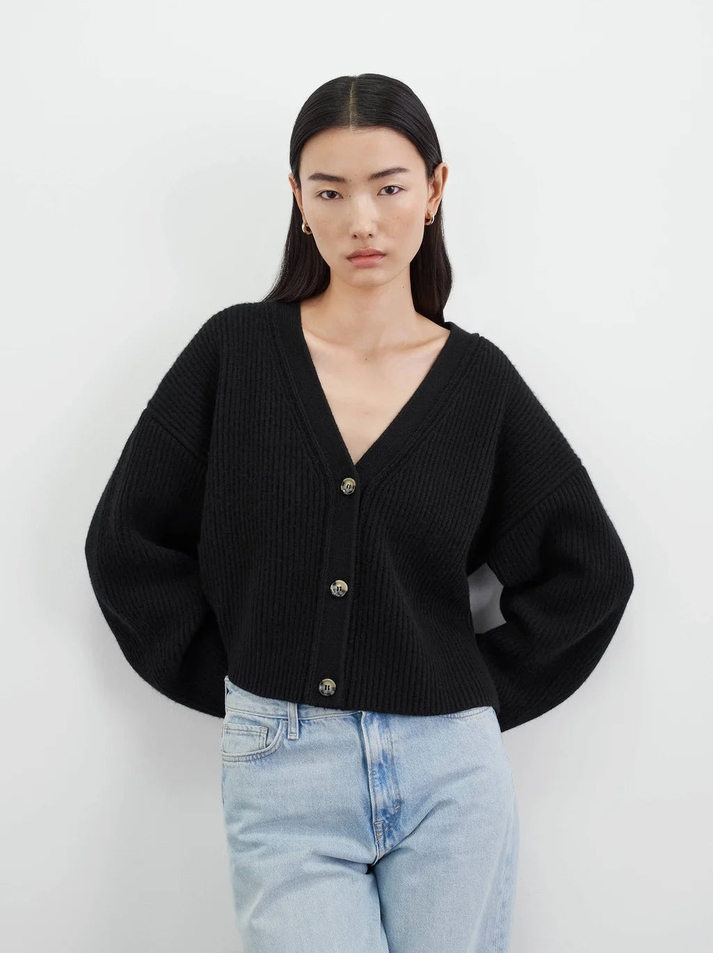Ribbed Cardigan in Black