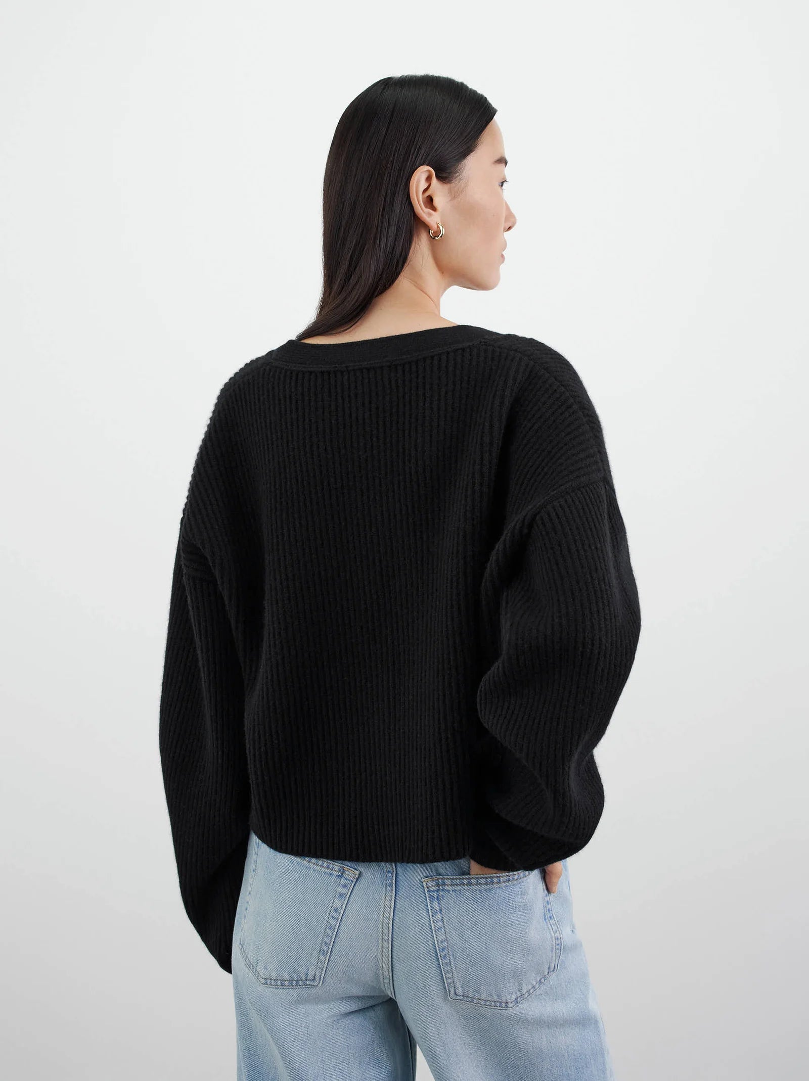 Ribbed Cardigan in Black