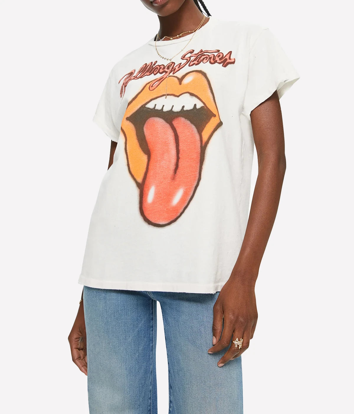 Rolling Stones Airbrushed T-Shirt in White