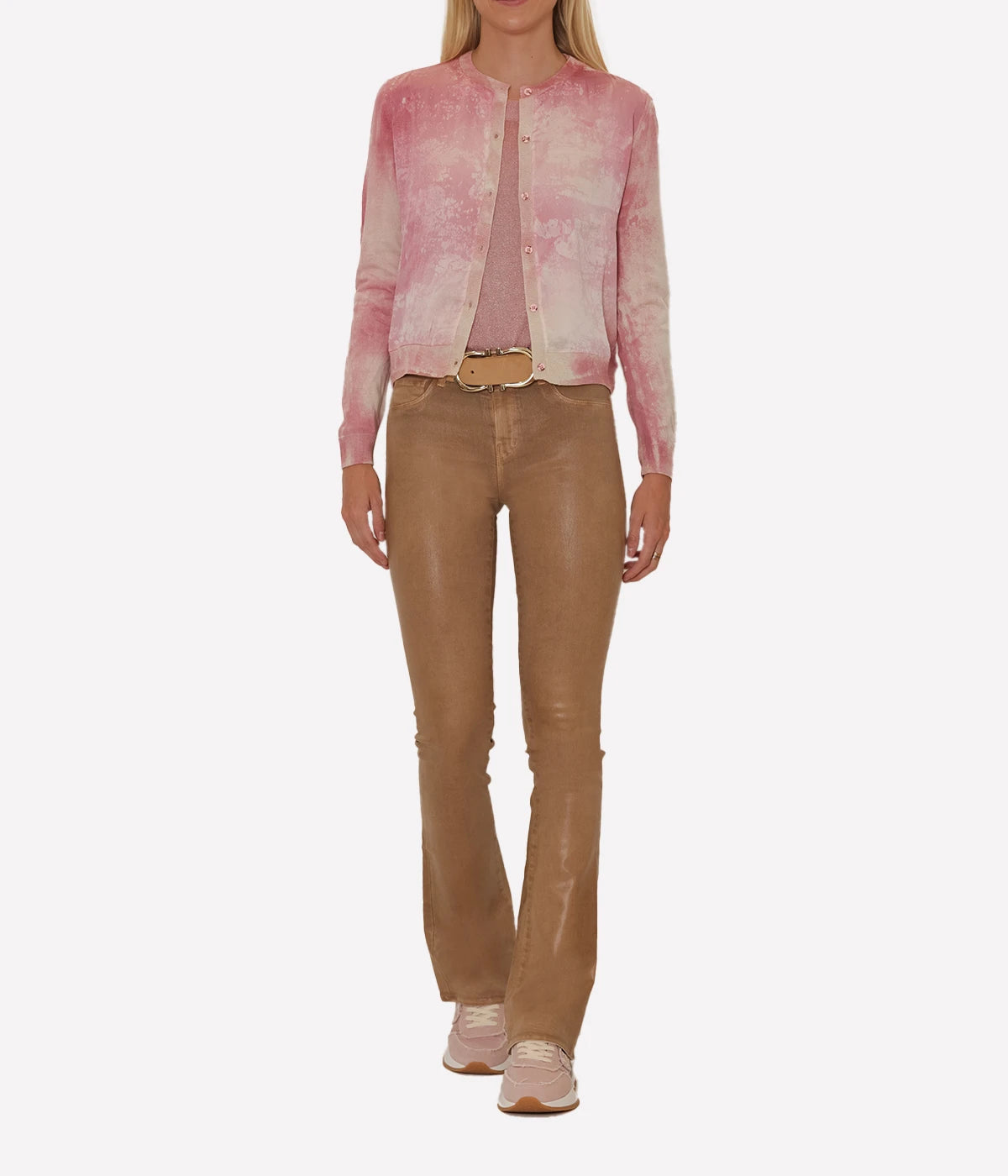 *FINAL SALE* Round Neck Cashmere Silk Cardigan in Sale Rosa