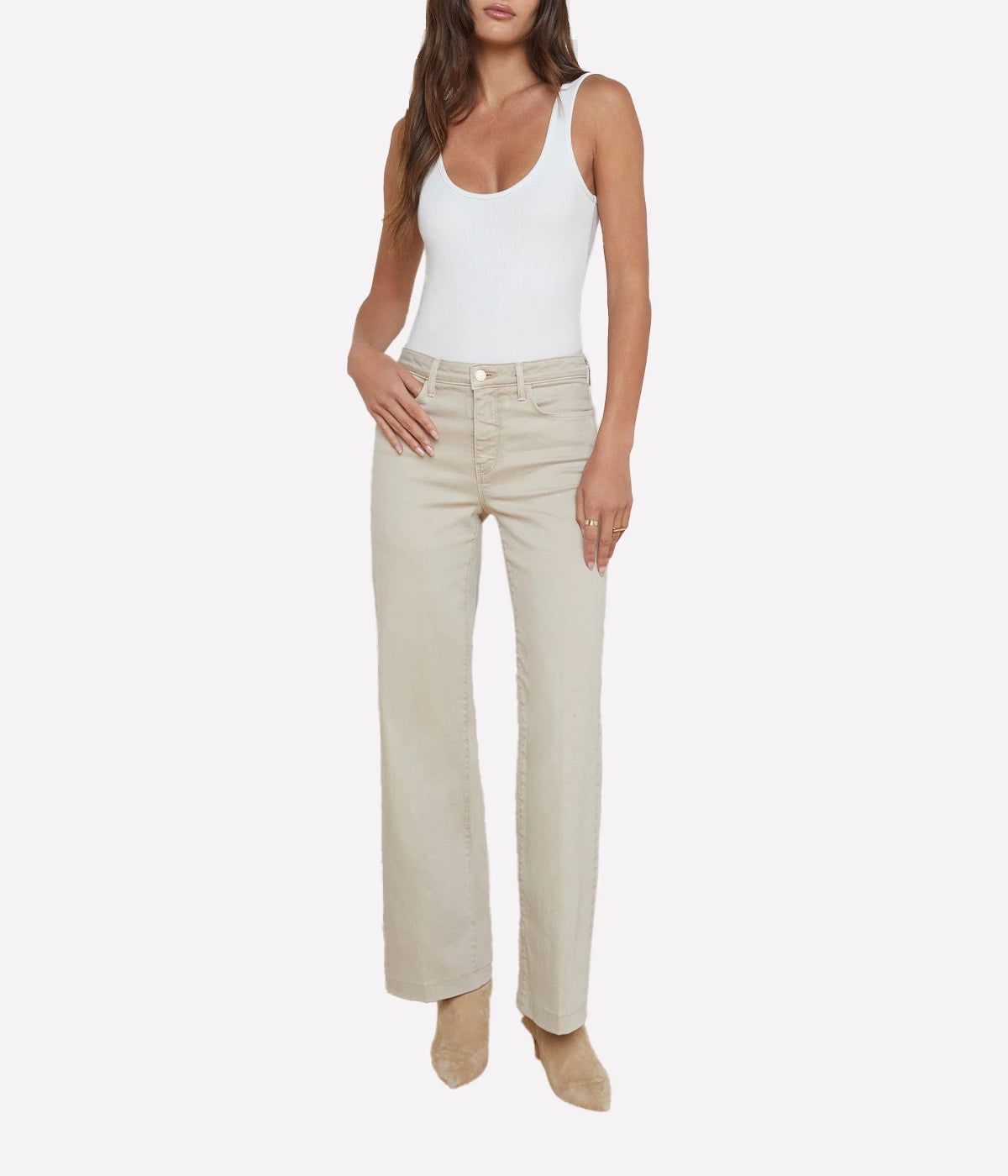 *FINAL SALE* Scottie H/R Wide Leg Jean in Biscuit