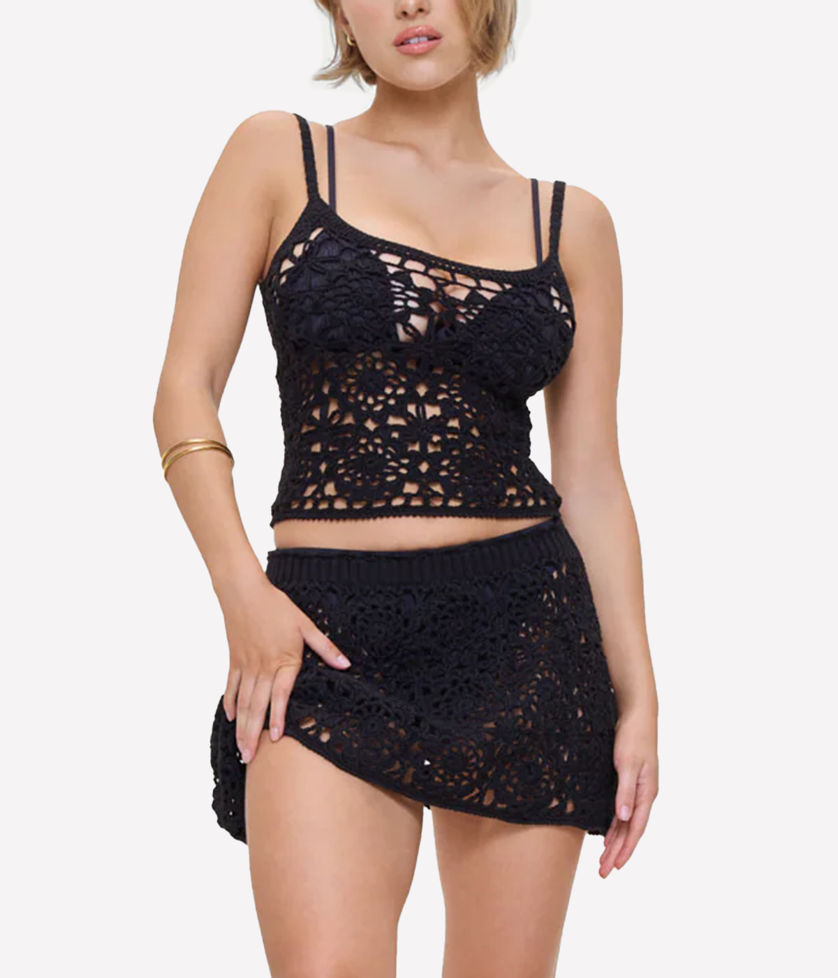 *FINAL SALE* Seaside Crochet Tank in Black