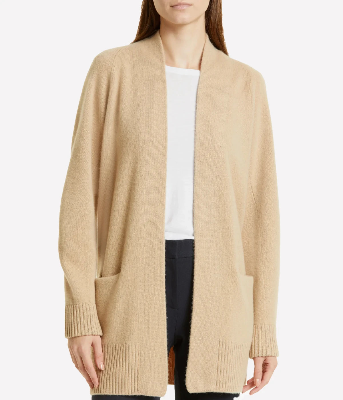 Shawl Collar Knit Cardigan in Camel