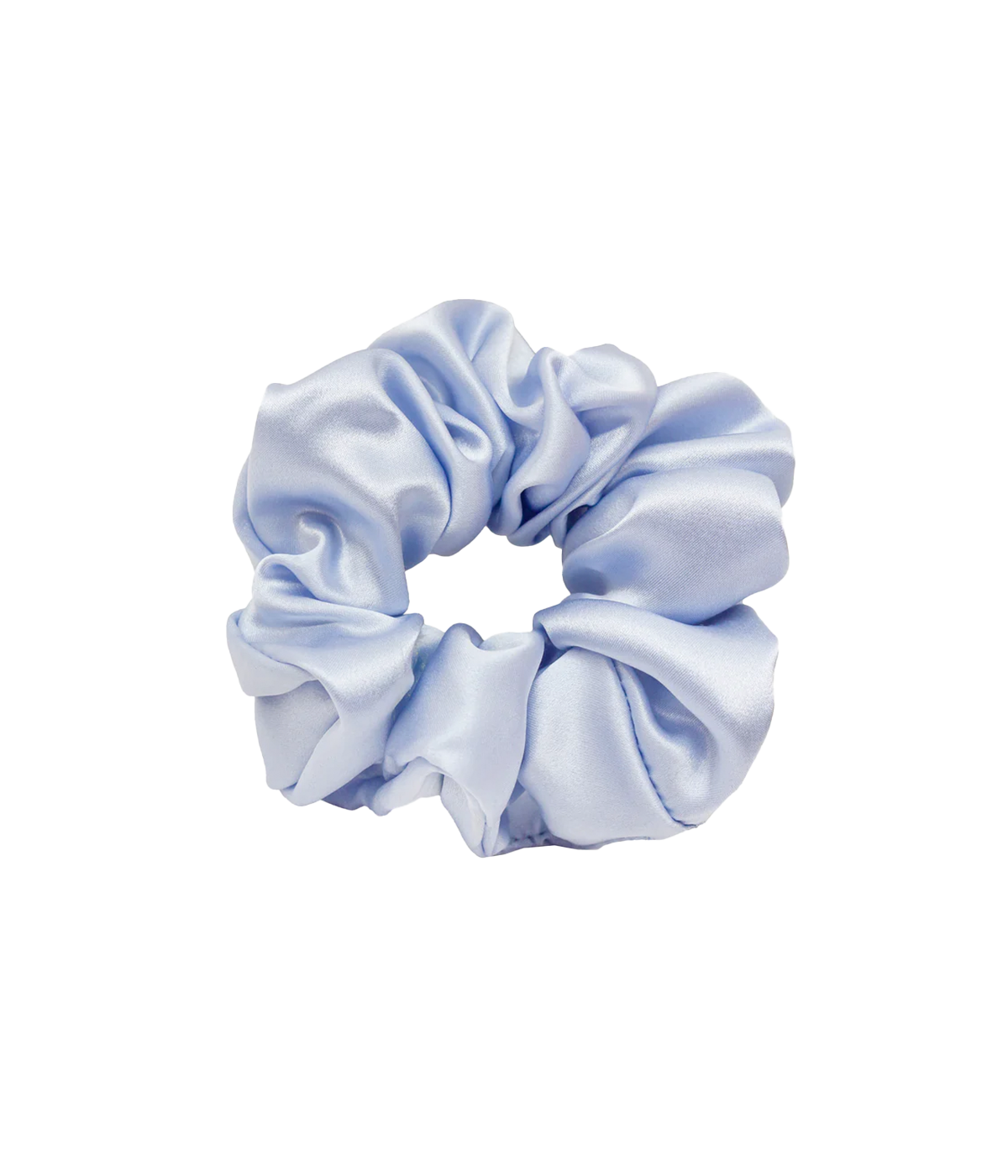 ALT text: Periwinkle silk scrunchie, handmade from 100% silk charmeuse.