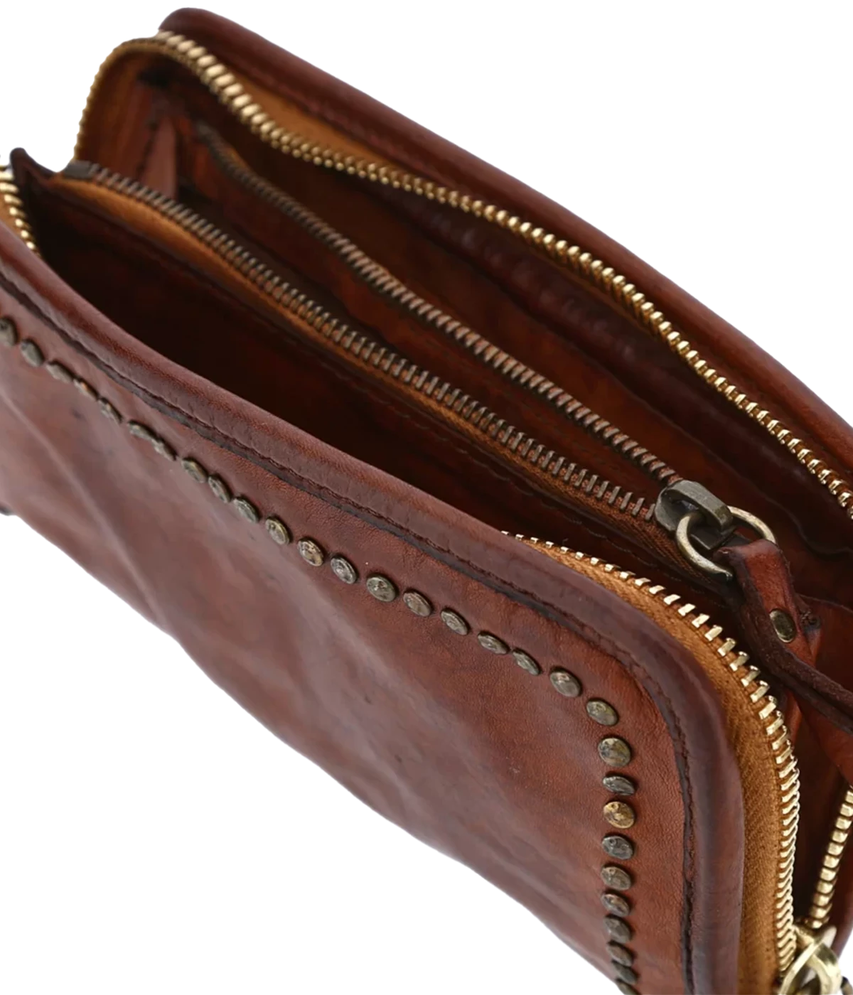 Small Studded Wallet in Cognac