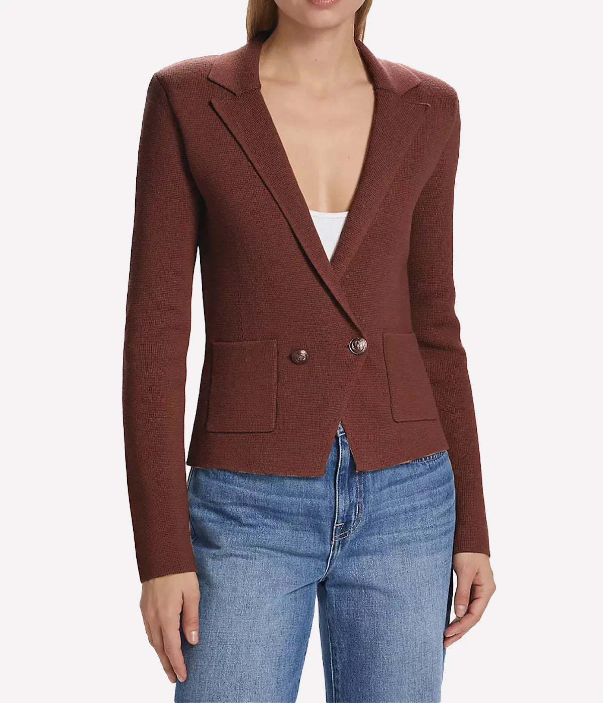 Sofia Knit Blazer in Chocolate Fondant