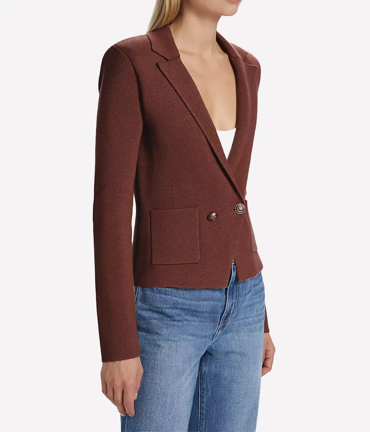 Sofia Knit Blazer in Chocolate Fondant