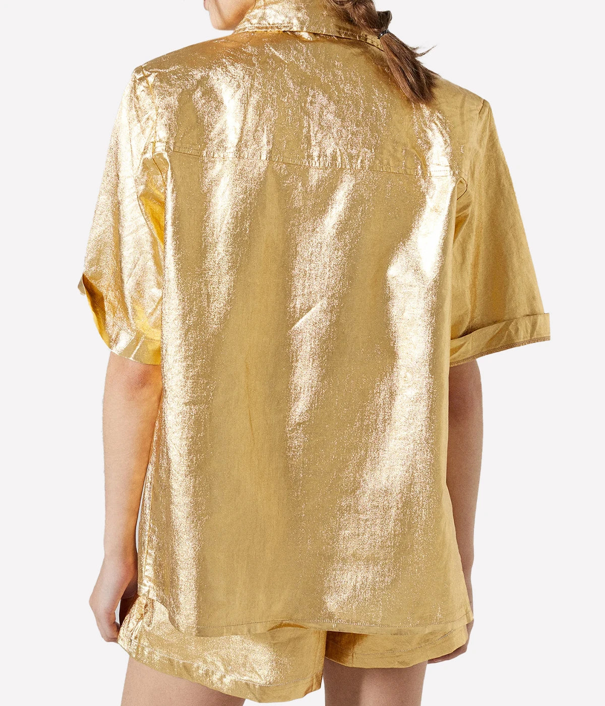 *FINAL SALE* Soho Metallic Linen Shirt in Gold