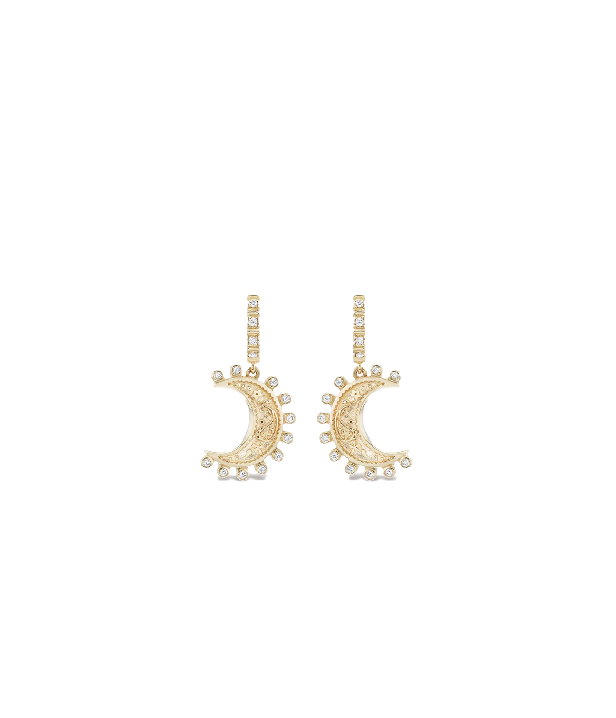 Small Southwestern Moon Earrings in 14K Yellow Gold