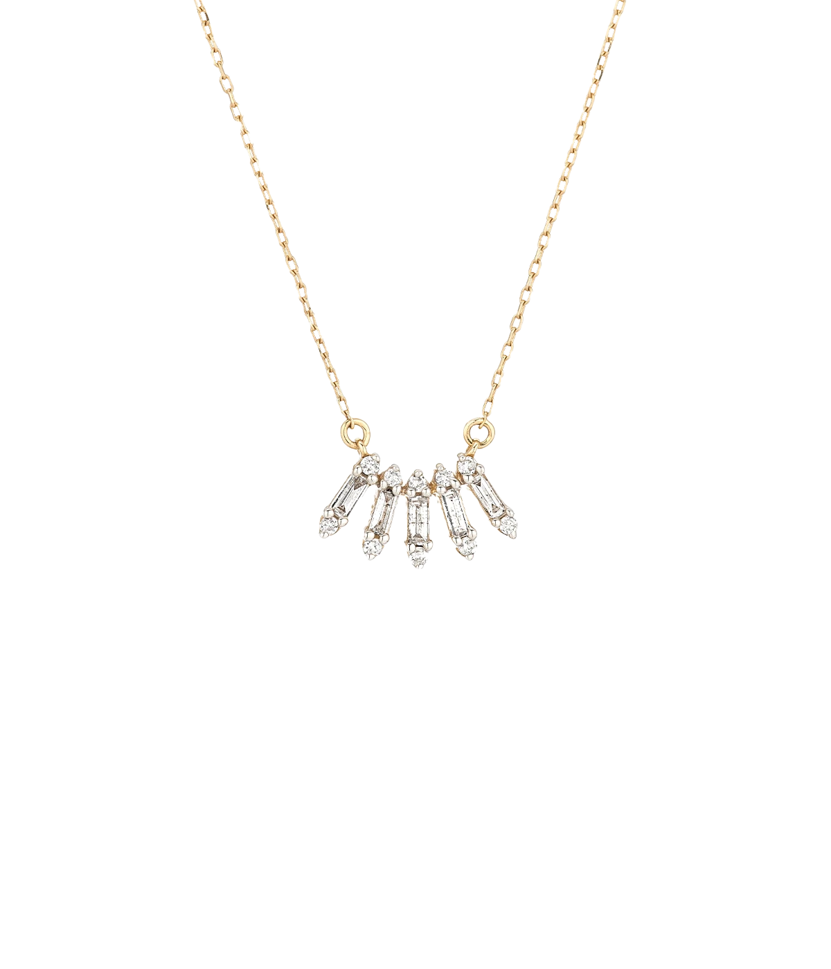 Stack Baugette Chain Necklace in 14K Yellow Gold