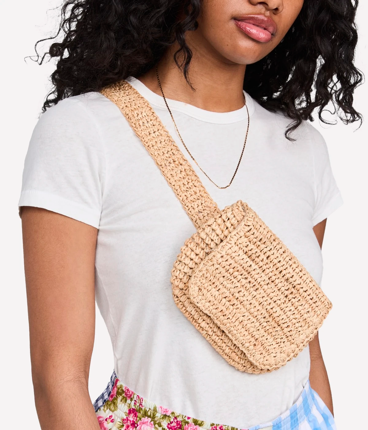 Straw Belt Bag in Natural