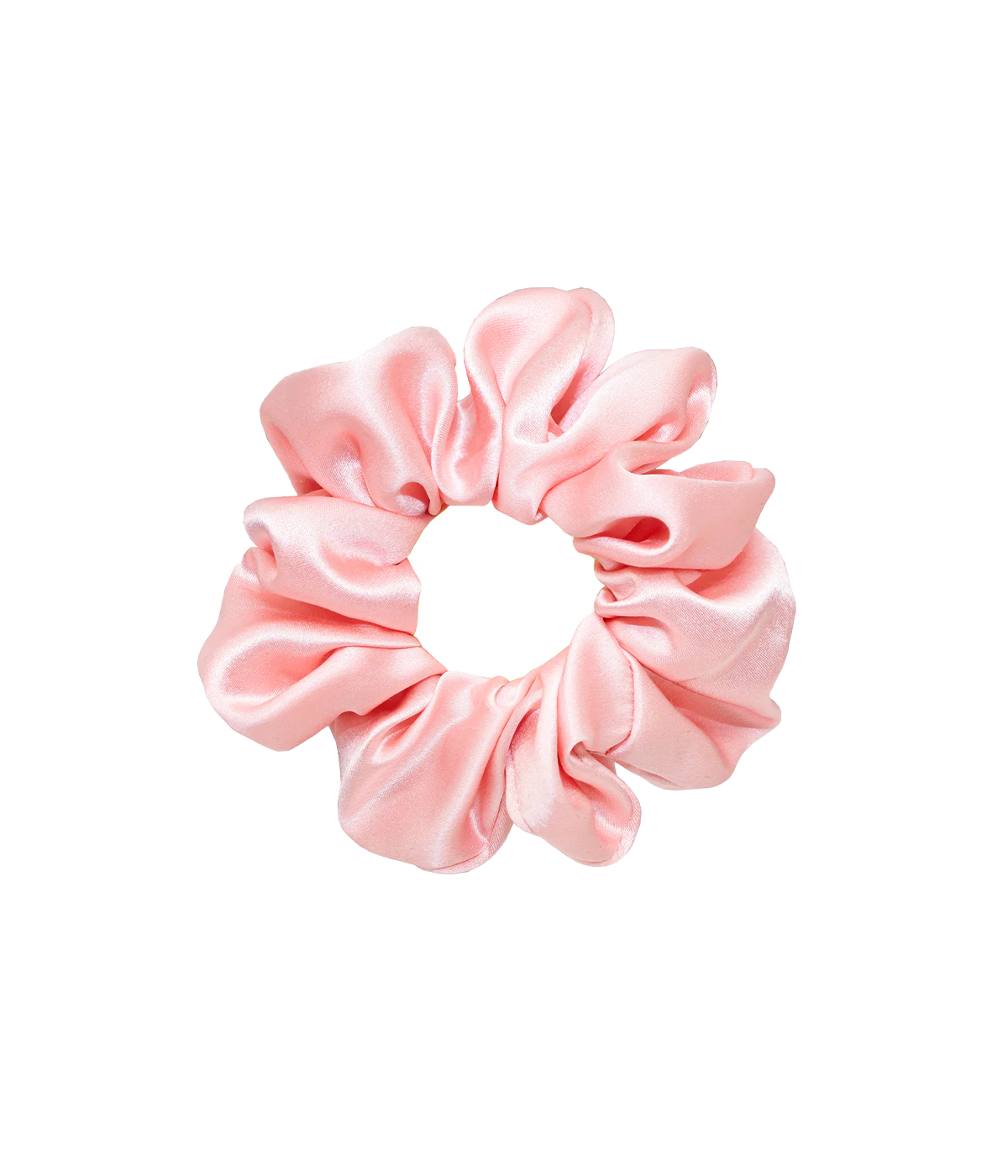 ALT text: Rose Tan silk scrunchie, handmade from 100% silk charmeuse.