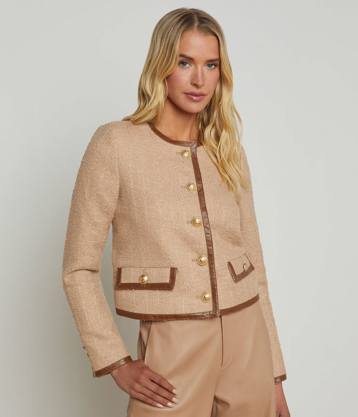 Zaya Trim Jacket in Cappuccino Gold