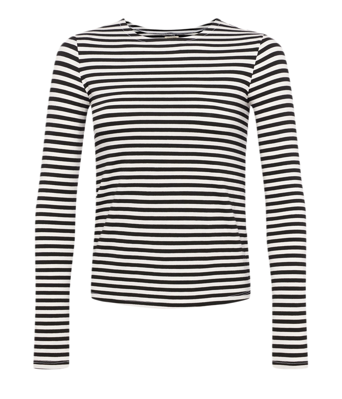 Tess Crew Neck Long Sleeve Tee in Black White Stripe