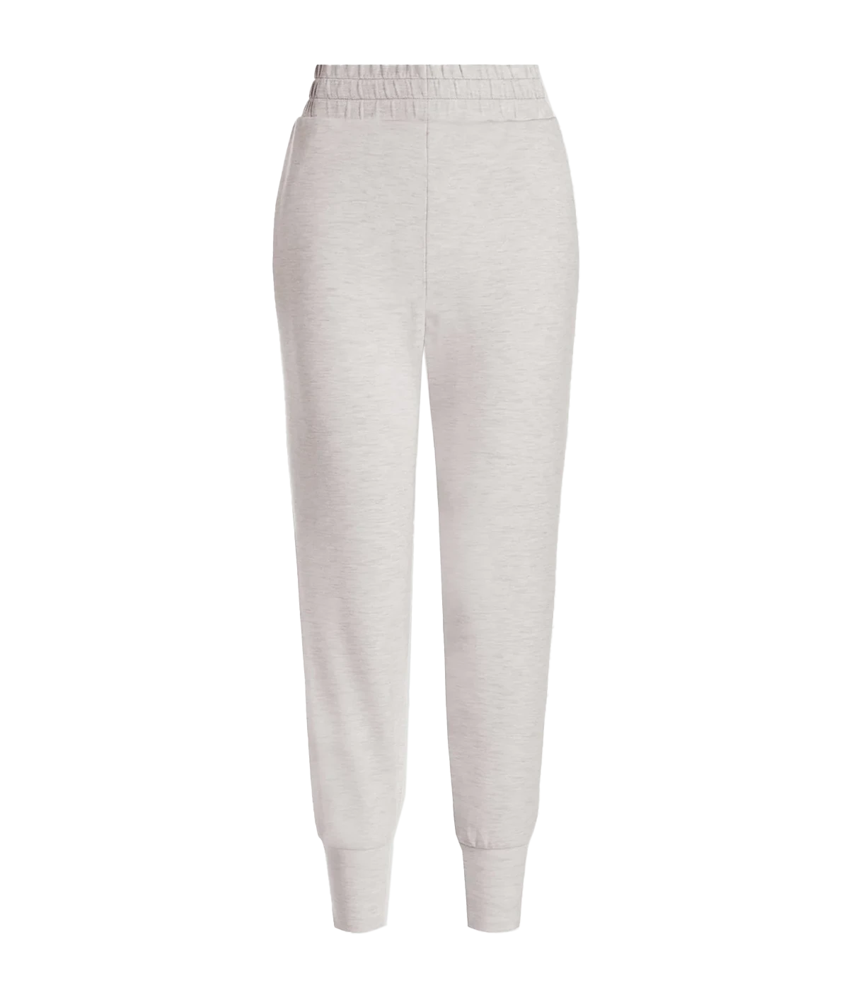 ALT Text: Luxe track pants with elastic waistband, tapered leg, and side welt pockets for a chic, tailored look