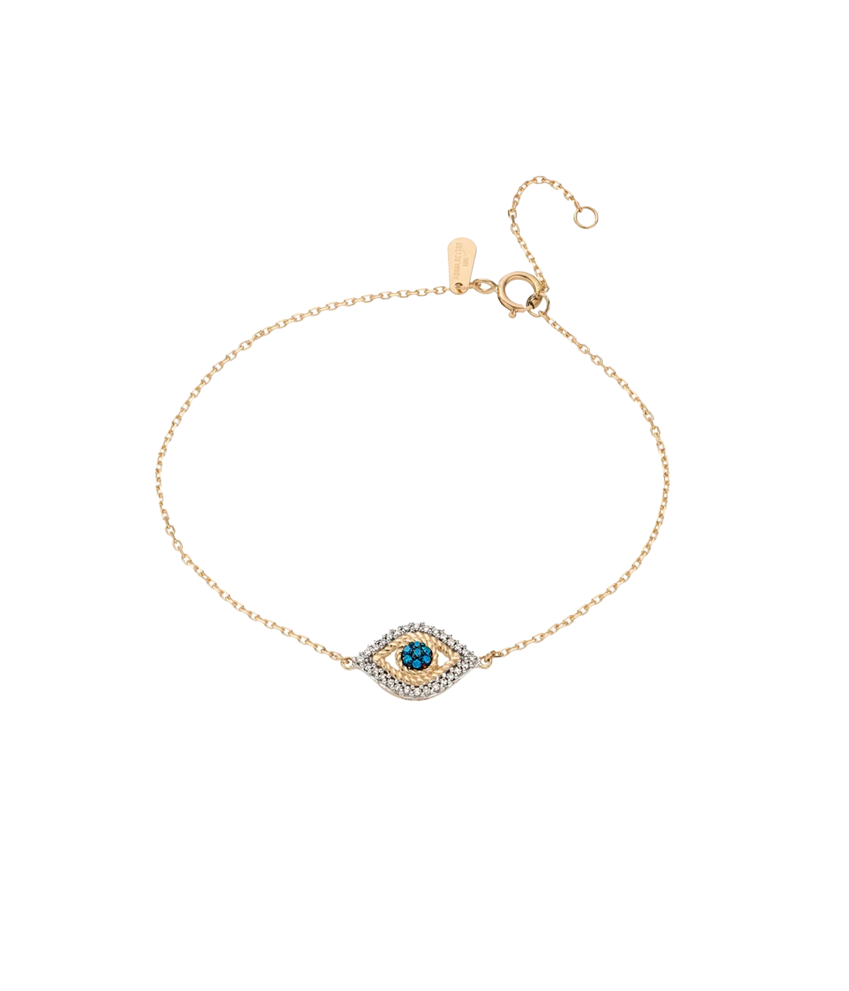 Tiny Pave Evil Eye Bracelet in 14K Yellow Gold