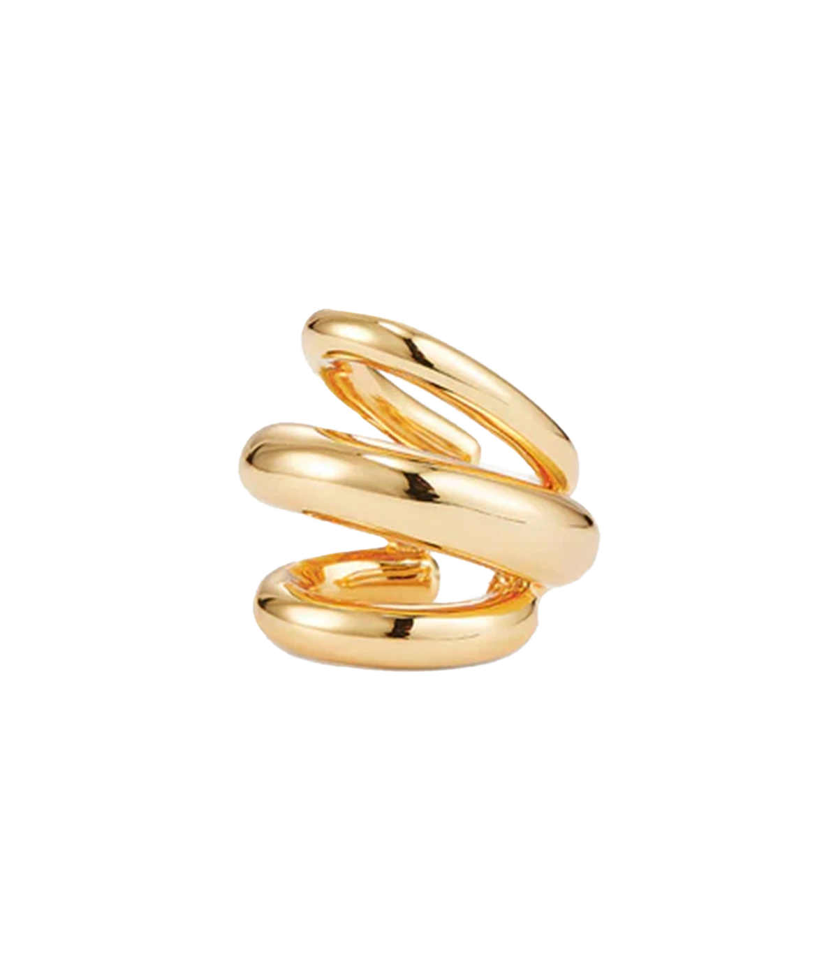 ALT text: Tome Triple Ear Cuff in high-polish gold with a solid design, featuring rounded ends and crafted from 14k gold-dipped brass.