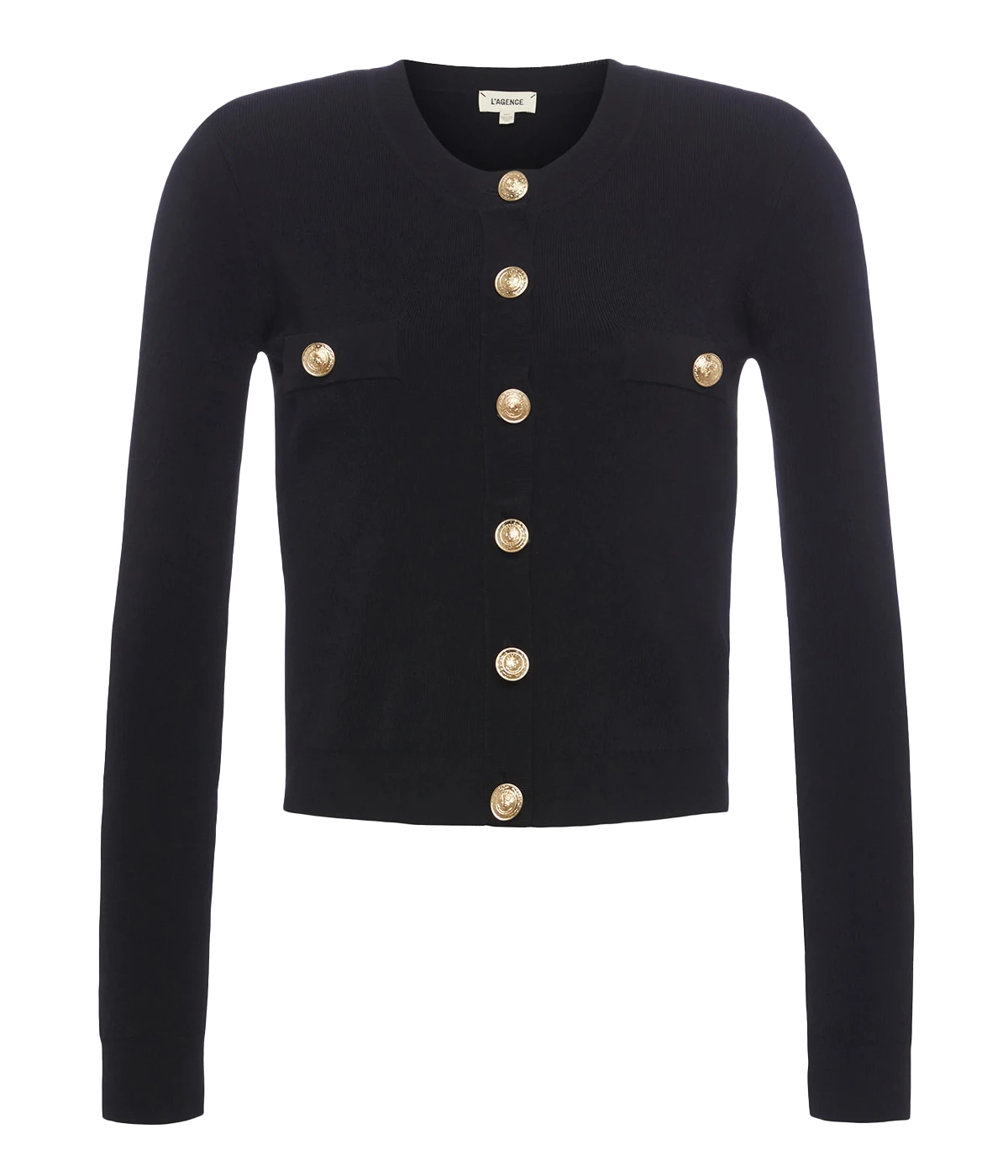 Toulouse Crop Crew Neck Cardigan in Black