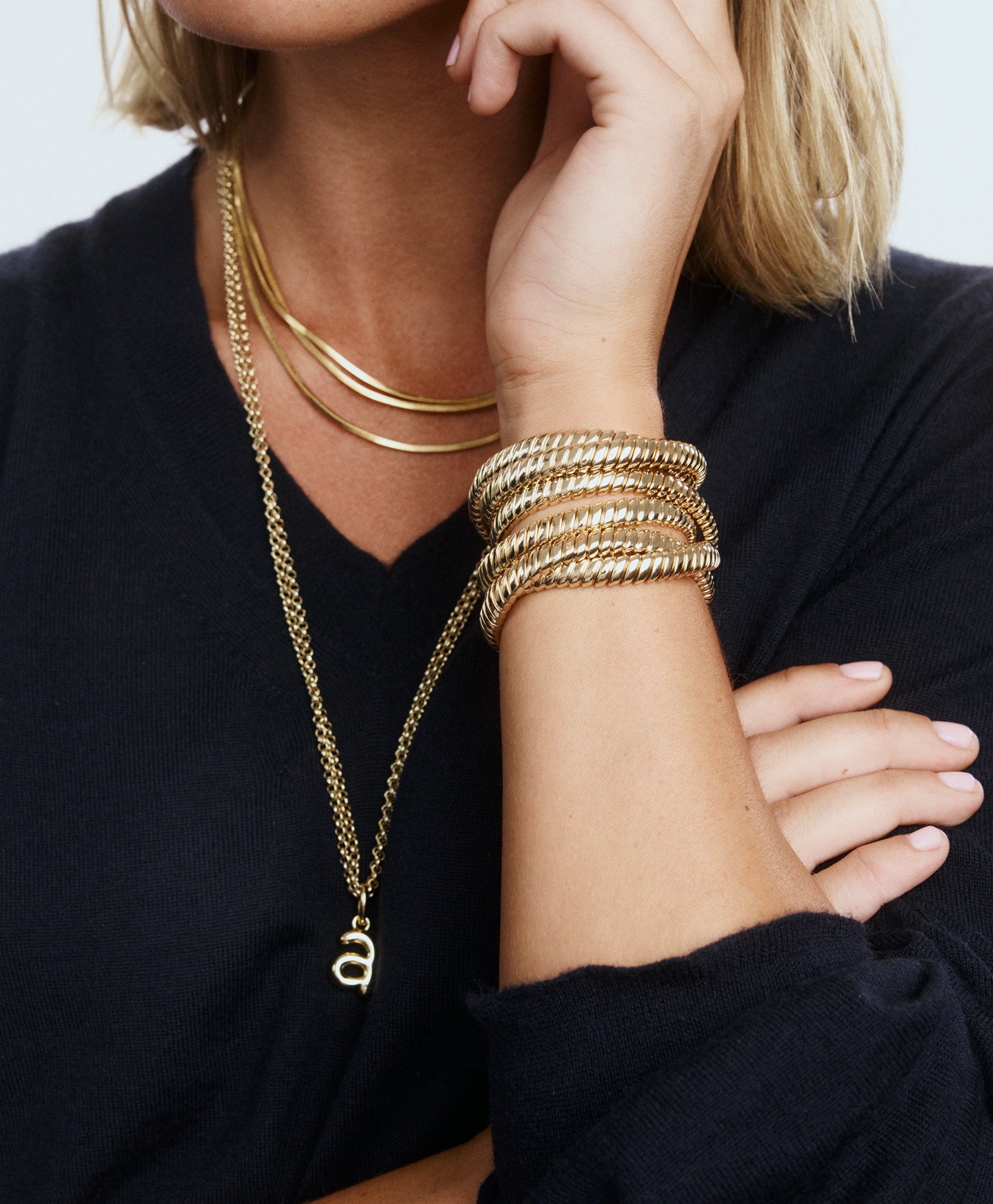 Double Cobra Bracelet in Gold