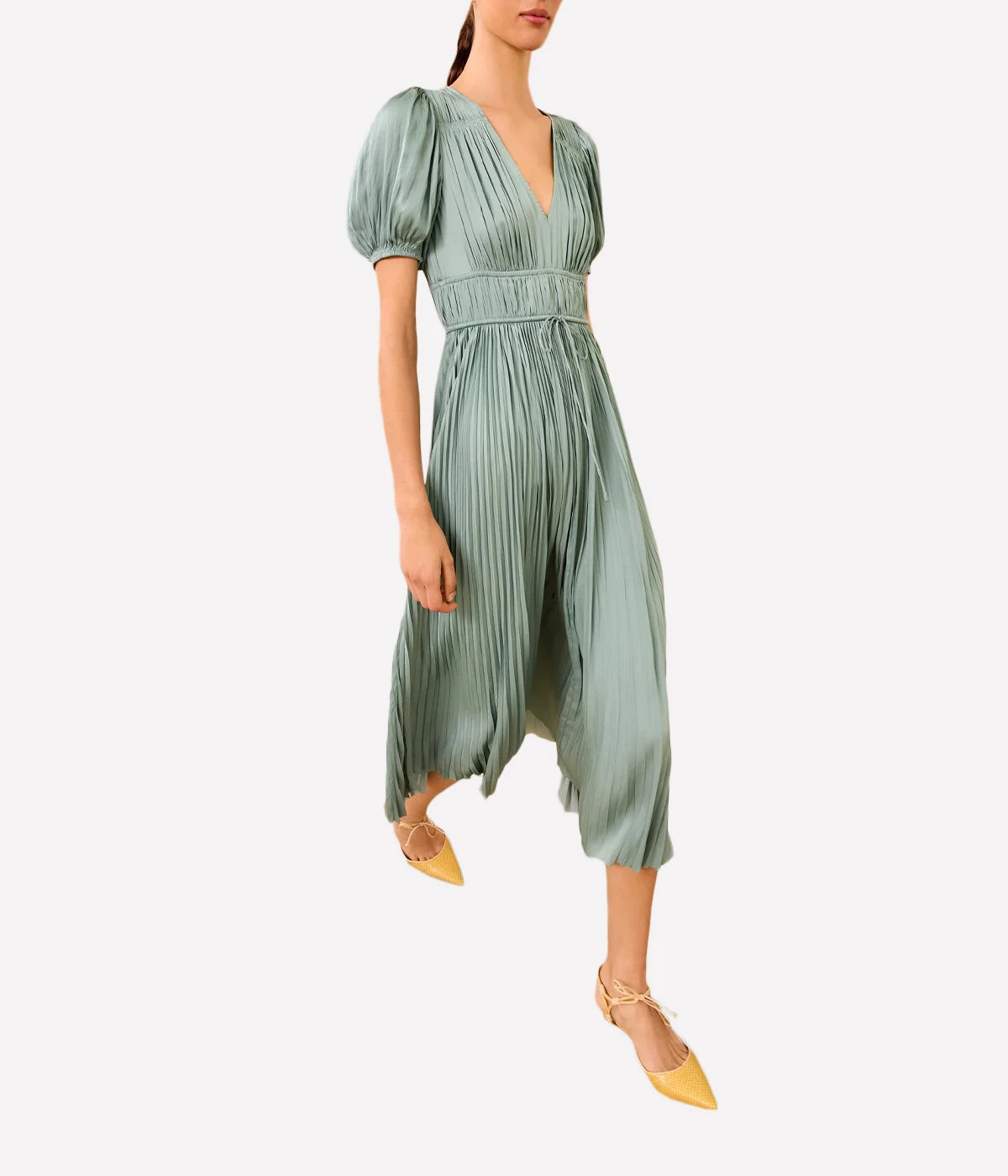 Audra Puff Sleeve Dress in Sea Glass