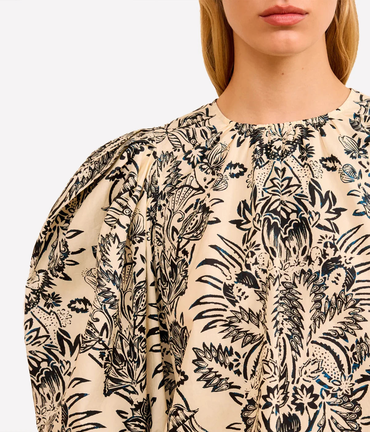 Frantiska Puff Sleeve Top in Noir Floral