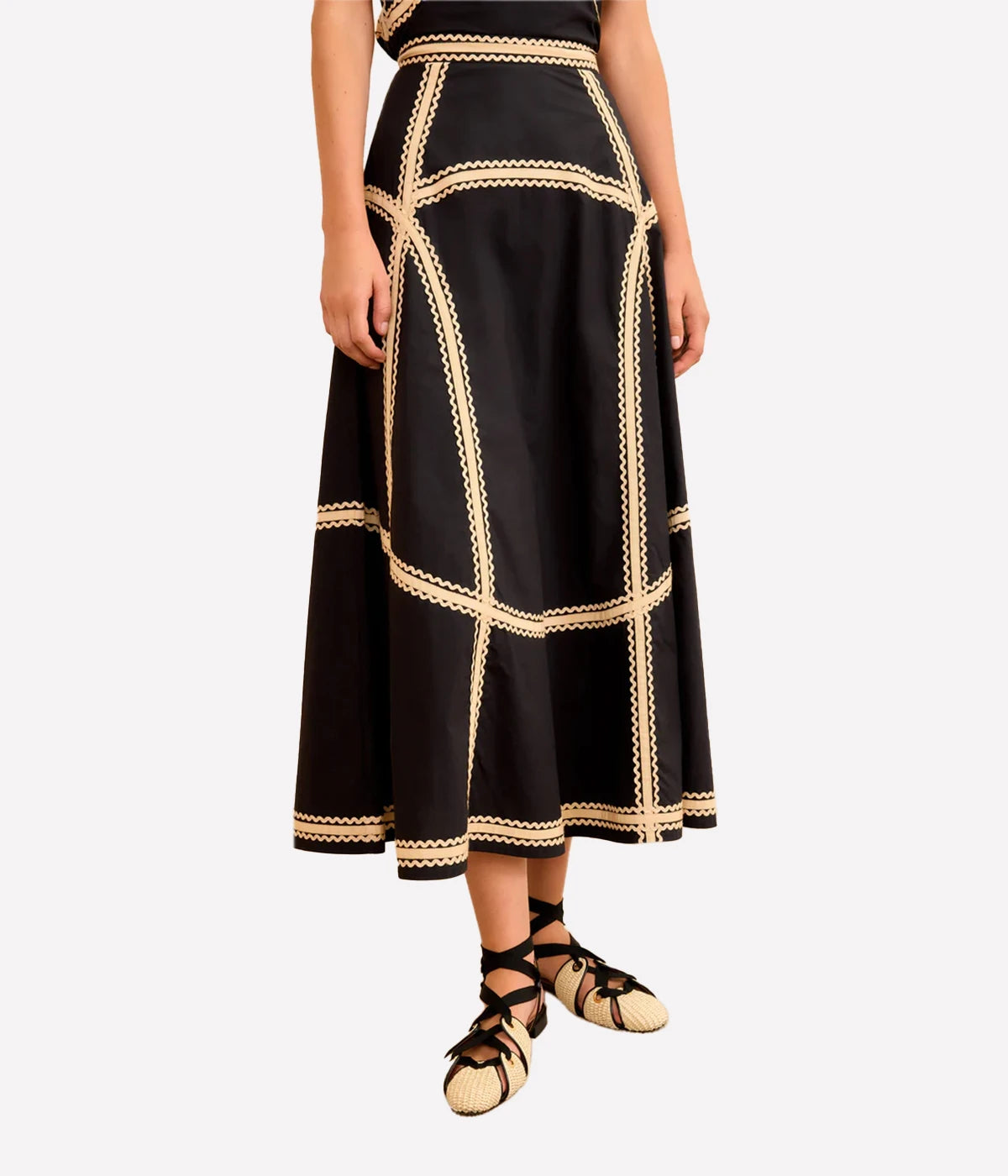 Norah A-Line Midi Skirt in Noir