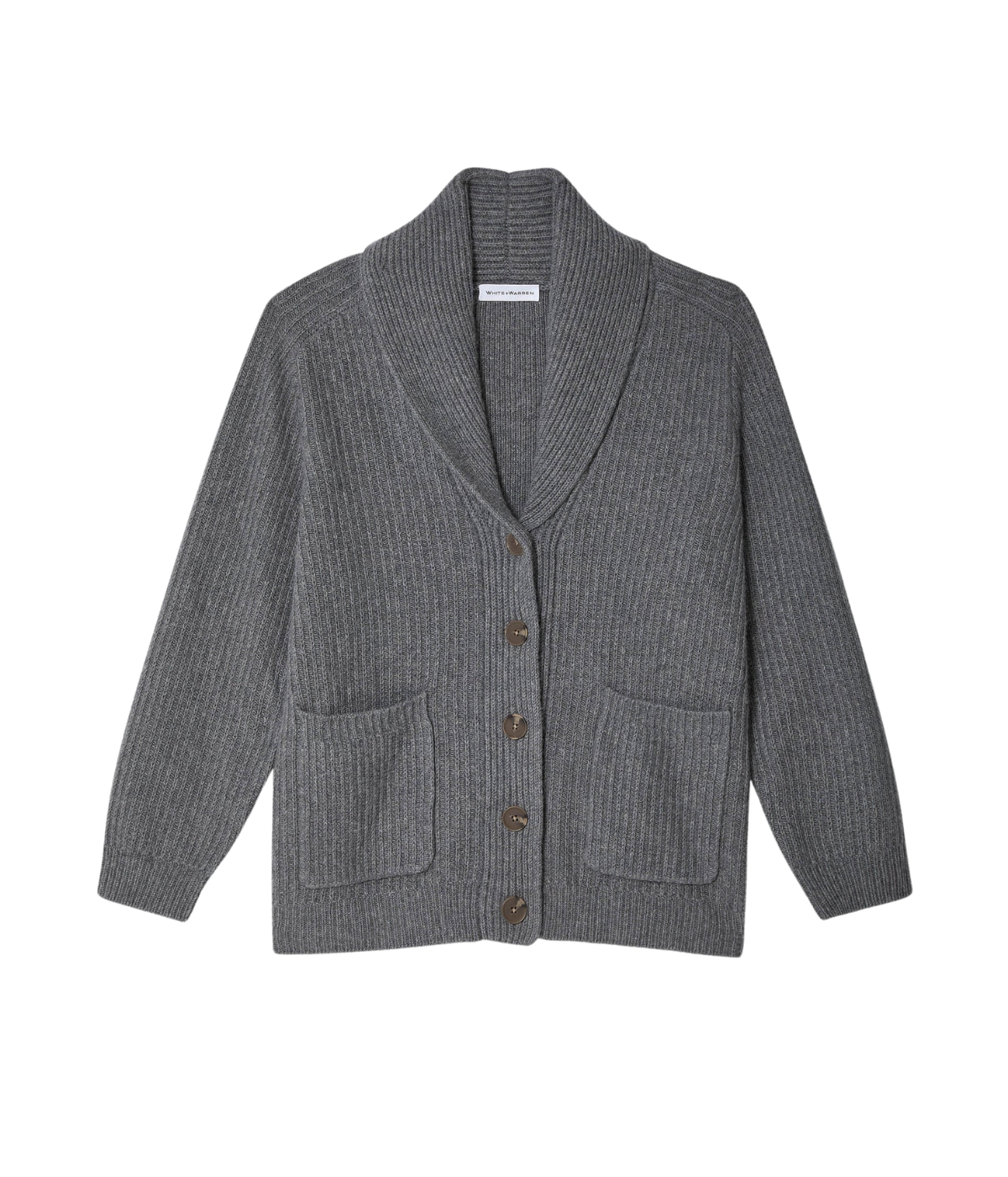 Cashmere Shawl Cardigan in Grey Marl
