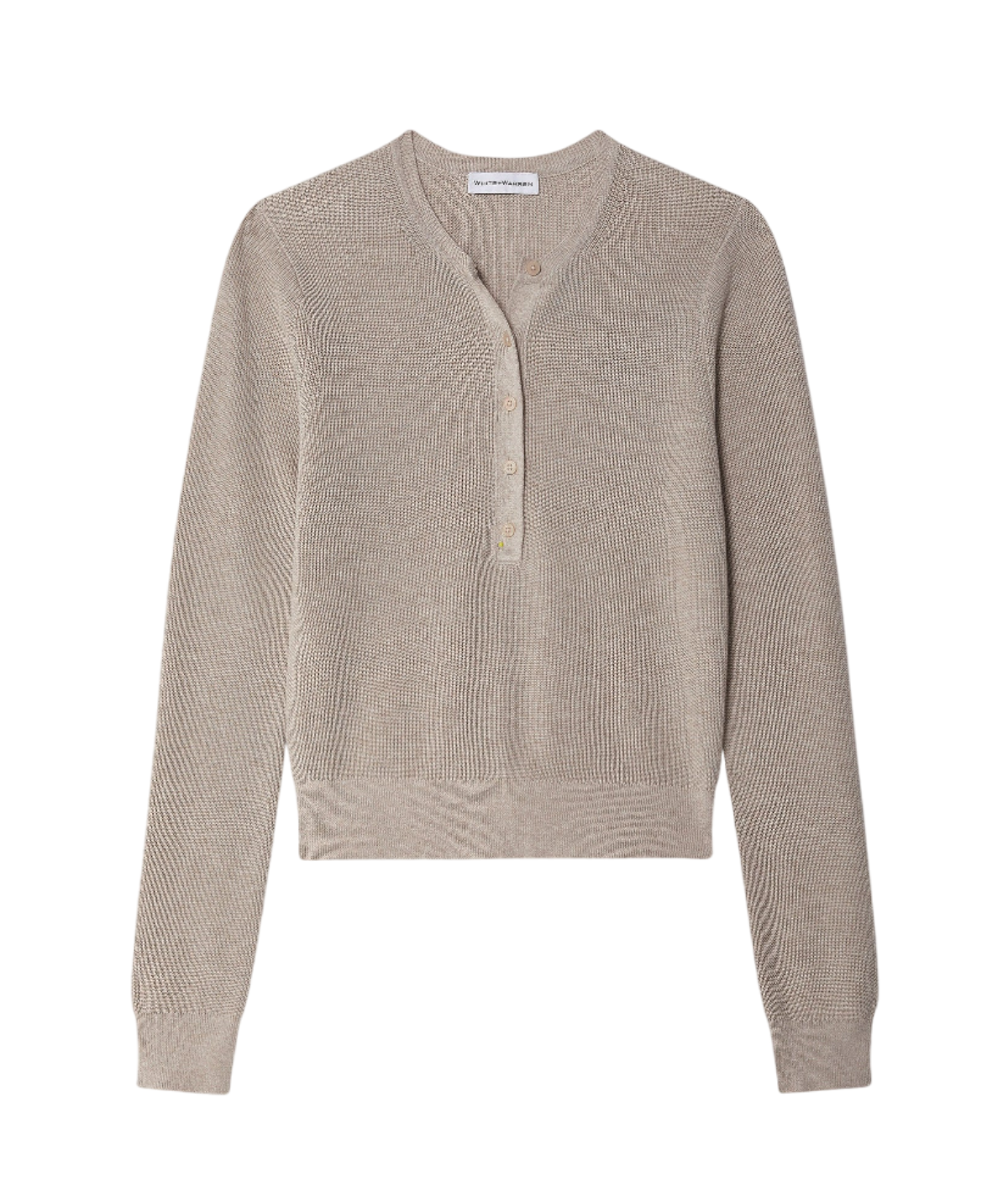 Fine Ribbed Henley in Flax