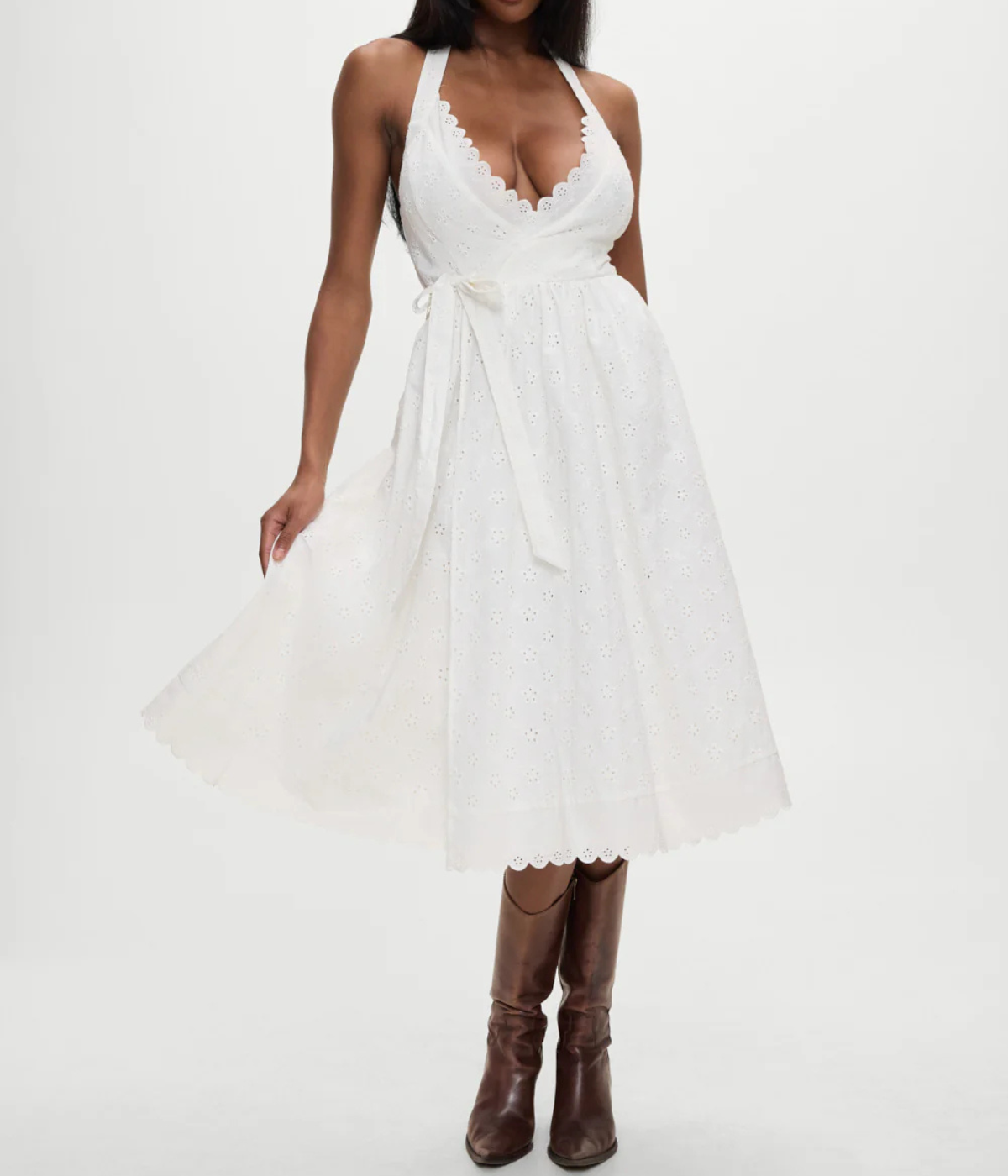 *FINAL SALE* Fort Worth Fairy Eyelet Midi Dress in Salt Air Eyelet