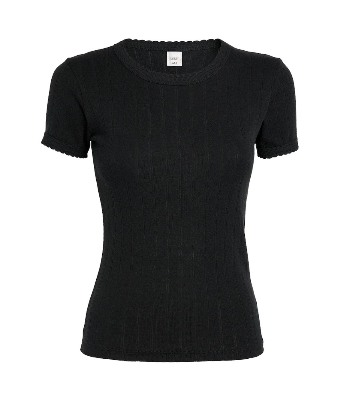 Pointelle Slim Fit Tee in Black